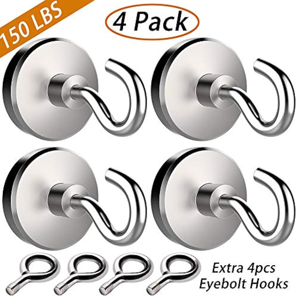150LBS Hooks With 4 Eyebolt Neodymium Rare Earth Fishing