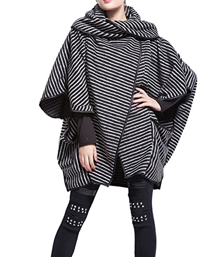 ELLAZHU Women Fashion Stripe Lapel Raglan Sleeve Coat Outwear Onesize GY254 ELLAZHU Women Fashion Stripe Lapel Raglan Sleeve Coat Outwear Onesize GY254