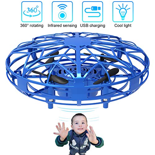 Mini Drones for Kids & Adults, RC UFO Helicopter with LED Lights, Hand Operated Easy Indoor Outdoor Small Orb Flying Ball Drone Toys Gifts for Beginners, Boys & Girls(Blue) [ONLY Sold by BDwing Inc]