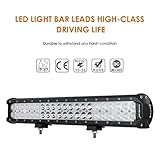 Auxbeam 20 Inch LED Light Bar 126W Light Bar with 42pcs 3W Led Off Road Driving Lights Spot Flood Combo Beam for Jeep Driving Off Road ATV SUV UTV