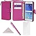 Wisdompro S6 Case, Premium PU Leather 2-in-1 Protective Folio Flip Wallet Case with Credit Card Holder Slots and Wrist Lanyard for Samsung Galaxy S6 - Hotpink
