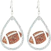 Glitter Football Dangle Drop Earrings Game Day Statement Cheer Earrings Accessories Football Sport Jewelry for Women