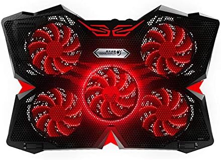 Laptop Cooling Pad Cooler，Gaming Laptop Cooling Pad with 5 Fans at 1400rpm, Ultra-Portable and Ultra-Light，15.6"-17" ，Quiet (Red)