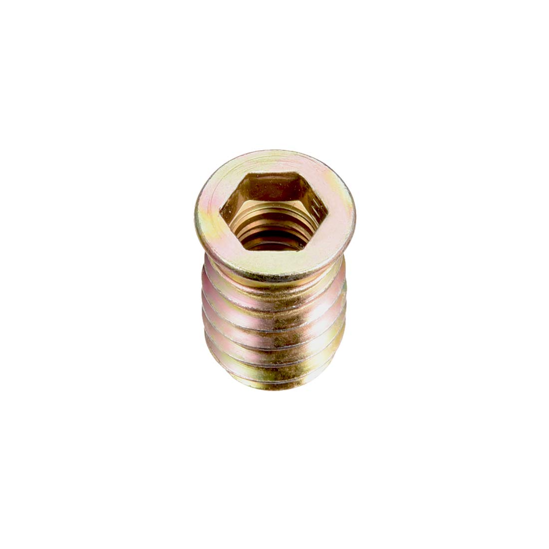sourcing map Wood Furniture M8x20mm Threaded Insert Nuts Interface Hex Socket Drive 50pcs