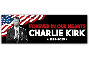 BAVAHA [10"x3"] Forever in Our Hearts Charlie Kirk Bumper Sticker RIP Pray, Justice for Charlie Kirk Stickers Memorial Gifts Vinyl Waterproof Decal for Car Truck Vehicle