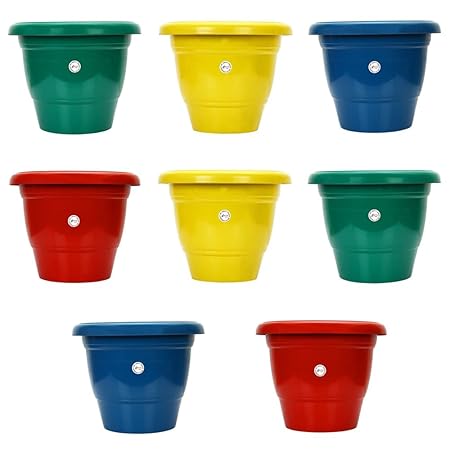 Kraft Seeds Gamla/Planter/Pot (10 inch, Multicolour, Set of 8)