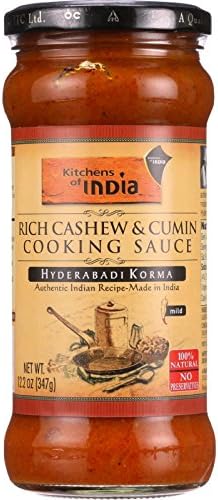 Kitchen Of India Cooking Sauce - Rich Cashew and Cumin - Hyderabadi Korma - 12.2 oz - case of 6 - Dairy Free - Yeast Free - Wheat Free-
