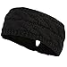 TrailHeads Ponytail Headband | Cable Knit Winter Ear Warmers | Fleece Ear Band for Women - black