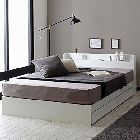 Amazon おしゃれ シンプル 白い収納ベッド ポケットコイルマットレス付き ダブル ザ モール 介護用ベッド本体