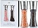 Salt & Pepper Grinder Set with 220 gr Salt Set By DIAMKITCHEN Stainless Steel Himalayan Spice Mill Pair + BONUS: Replacement Glass + 110gr Black Pepper 2 Handheld Grinder Set With Ceramic Blades