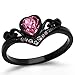 Marimor Jewelry Women's Round Cut Pink Zirconia Black Stainless Steel Heart Fashion Ring Size 8