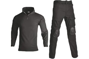 HARGLESMAN Men's Tactical Military Suits Long Sleeve Fitting Amry Uniforms Combat Shirt and Pants with Knee Pads