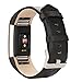 Vancle For Fitbit Charge 2 Band,Luxury Genuine Leather Replacement Strap for Fitbit Charge 2(No Tracker) (Black)