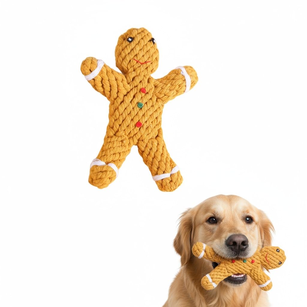 PRETYZOOM Rope Dog Toy Christmas Chew Toy Gingerbread Man Bite Toy for Medium Large Dogs