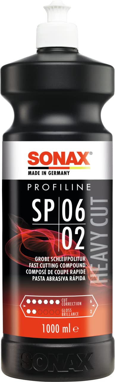 SONAX PROFILINE SP 06-02 (1 Litre) - Rough, highly abrasive paste for sanding down extremely weathered and scratched paint layers. Silicone-free | Item No. 03203000