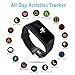 Dawo Fitness Tracker Watch IP68 Waterproof Activity Wireless Smart Bracelet with Continuous Heart Rate Monitor Step Calorie Sleep Counter Bluetooth Wristband Pedometer Sports Smart Band(Black）