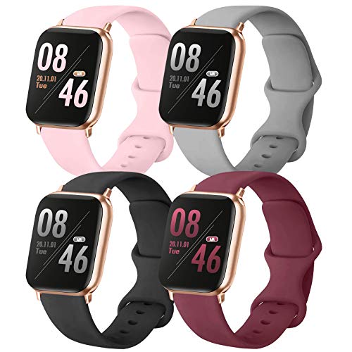 Brigtlaiff Pack 4 Compatible with Watch Band 38mm 40mm 41mm, Soft Silicone Sport Replacement Strap Women Men for Watch…