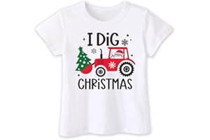 QUAINTEE Toddler Christmas Shirts, Happy Christmas T Shirts for Boys Girls Kids, Ages 2-6, Santa, Snowman, Trees, Dinosaur...