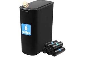 FRESHLIX Automatic Bathroom Garbage Bin with Lid, 6 Gallon Touchless Trash Bin, Smart Electric Narrow Waterproof Trash Can for Toilet, Office, Kitchen, Bedroom, Living Room