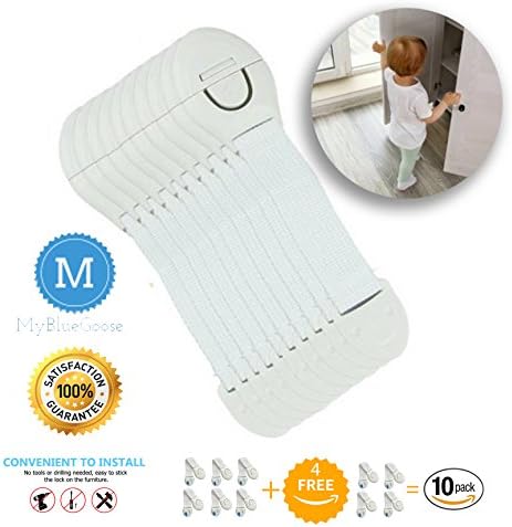 MBG - Baby Safety Locks / Easy to Install Childproof Multi-Purpose Locks / No Tools or Drilling / Flexible Adhesive Furniture Latches with 3M Adhesive For Baby Proofing Cabinets, Drawer Etc.