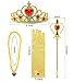 Yosbabe Princess Sofia Rapunzel Dress up Accessories 5 Gifts Set for Girls Gloves Tiara Crown Necklace Wand Earrings (gold)