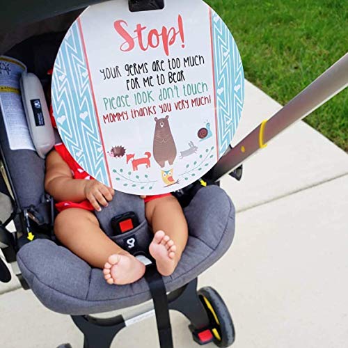 Three Little Tots 'Wash Your Hands' Baby Car Seat Sign - Monkey Design Safety Tag For Stroller & Crib - View #5