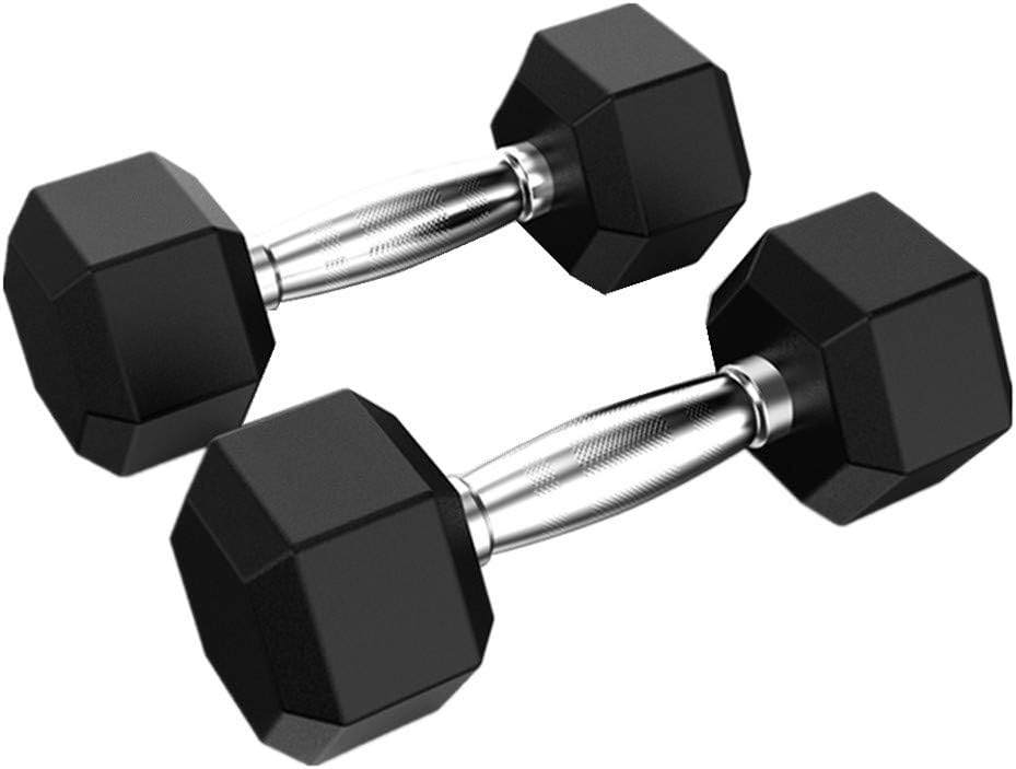 Joysale Barbell Set Hex Rubber Dumbbell with Metal Handles Heavy Dumbbells, Choose Weight(5lbs,10lbs, 20lbs, 30lbs, 50lbs) Exercise at Home Best Choice (1 Pair 10LBS)
