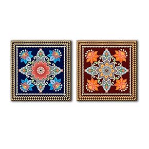 2 Panel Square Abstract Floral Patterns x 2 Panels