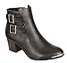 Reneeze BABA-01 Women Stacked Heel Buckle Ankle Booties -BROWN