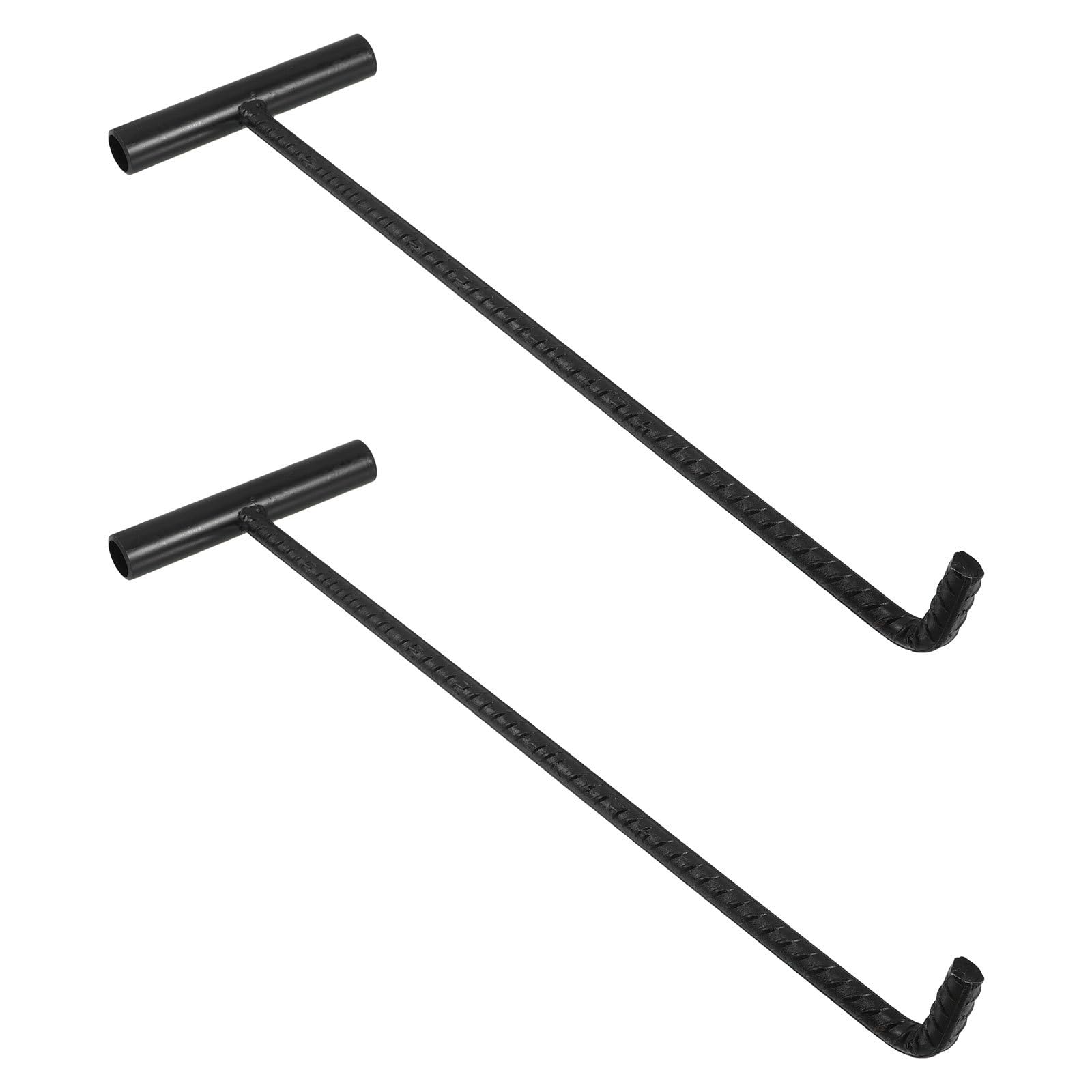 Happyyami 2Pcs Manhole Cover Lifter Stainless Steel Drain Grate Hook T Style Handle Pull Hook for Home Garden Street Shutter Doors 44cm