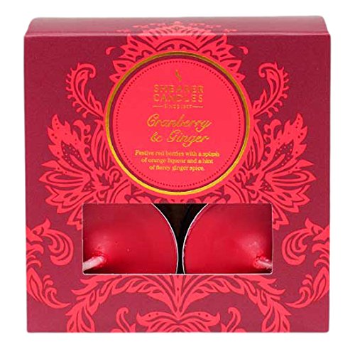 Shearer Candles Cranberry & Ginger Scented Tealights, Red, 8 x 3.8 x 8 cm
