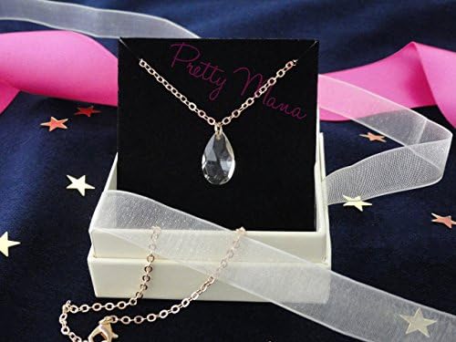 Crystal Tear Necklace, Clear Tear Drop Necklace, Wedding Jewelry, Bridesmaids Pendant, Bridal Necklace By Pretty Mana