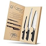 EvizonStyle Chef Knife Set – Sharp, 3 Piece Kitchen Knife Set for Easy Slicing & Cleaning – Stainless Steel Professional Knives in Gift Box - Dishwasher Safe