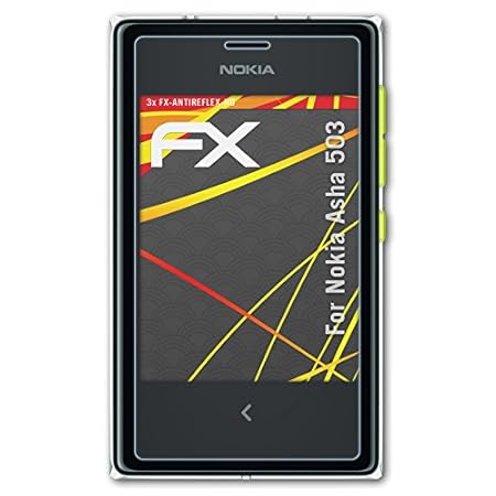 atFolix Schutzfolie kompatibel mit Nokia Asha 503 Displayschutzfolie, HD-Entspiegelung FX Folie (3X)