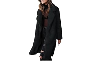 Vliolat Womens Winter Clothes 2022 Fuzzy Fleece Lapel Open Front Long Cardigan Coat Faux Fur Warm Winter Outwear Jackets