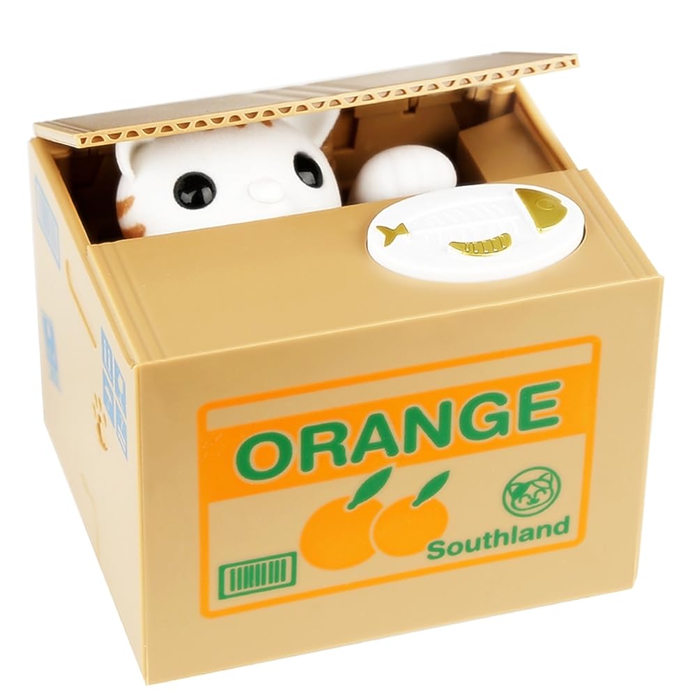 Kids' Money Banks, Money Box for Kids, Automatic Stealing Coin Piggy Bank, Cat Money Box, Best Gift for Boys & Girls (Upgraded Clear English Voice)