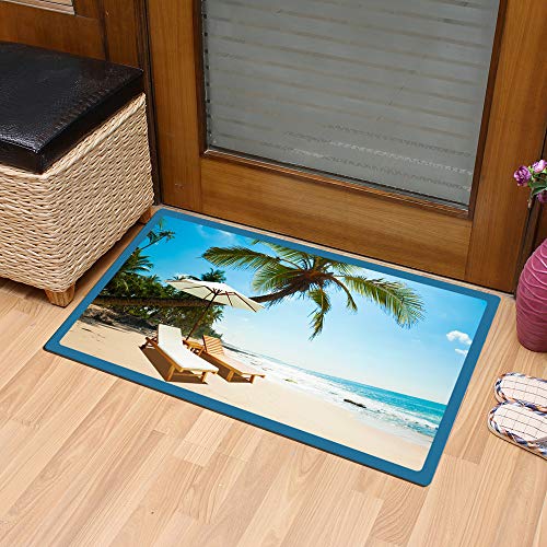 Non-Slip Door Mats Beach Printed Welcome Mat Indoor Outdoor Decorative Doormats for Entrance Home Porch Front Door - Inside Outside Floor Rug with Rubber Backing