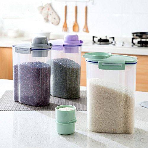 Cereal Container Dog Food Storage Containers with Airtight Design Pour Spout Measuring Cup BPA-Free Dry Food Cereal Dispenser for Flour Rice Snacks (1 Pack Green)