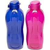 Tupperware 2 x Aquasafe 2 Litre Plastic Bottles with Flip Top