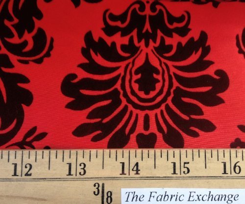Taffeta Flocking Damask Red 58 Inch Wide Fabric By the Yard (F.E.)