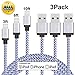 Cablex iPhone Charger 3Pack 3FT 6FT 10FT Nylon Braided Lightning Cable Cord Compatible with iPhone 7/7 Plus 6/6S Plus 5S/5C/5, iPad Pro/Air 2,iPod and More(White)
