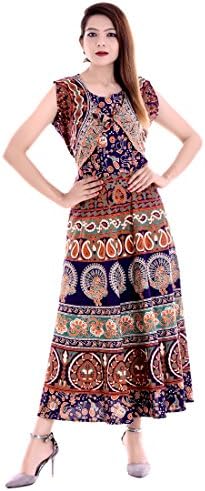 Halowishes Christmas Online Sale Offer Rajasthani Printed Multicolor Free Size Gown (M To XXL) Maxi Dress 139