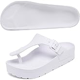 Scecocrs Women's Platform Flip Flops with Arch Support, Eva Lightweight Chunky Slide Sandals for Women, Fashion Comfort Summer Beach Sandal with Adjustable Buckle, Sandalias De Plataforma Para Mujer