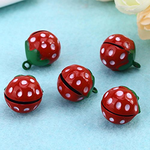 Jocestyle Pet Costume Accessories Dog Cat Small Bells Strawberry Crafts Necklace Pendant (Including 5pcs/set)