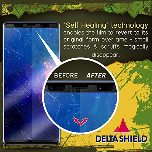 DeltaShield Screen Protector for Samsung Galaxy Note 9 (2-Pack)(Case Compatible Design) BodyArmor Anti-Bubble Military-Grade Clear TPU Film