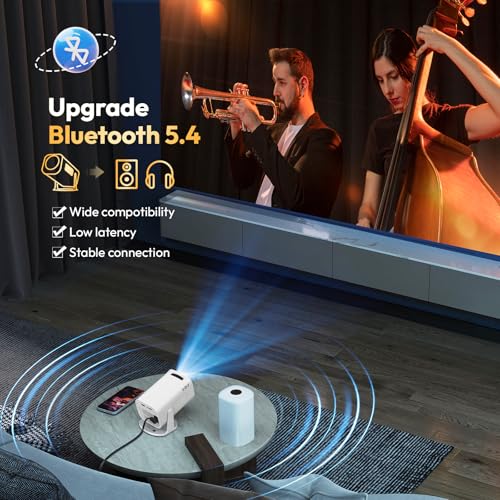 [2026 Upgraded & Android 14.0] Mini Projector Native 720P HD, Supports 4K 1080P, XGODY Gimbal 3 Pro Portable Projector 12000 Lumen, WiFi 6, Bluetooth, Auto Keystone, Video Projector for Home Cinema