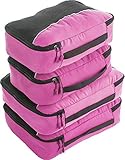 Travel Cubes 4pcs Packing Cube Set - Plus 6pcs Luggage Organizers Bags (PINK)