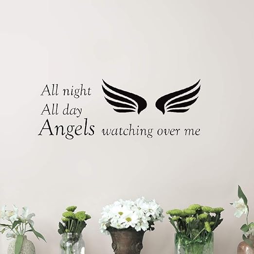 Amazon Com Wall Sticker Quotes Decals Decor Vinyl Art Stickers All Night All Day Angels Watching Over Me Christian God Scripture Bible Verse Home Kitchen