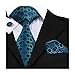 Hi-Tie Mens Stylish Blue Tie Handkerchief Cufflinks set Woven Silk
