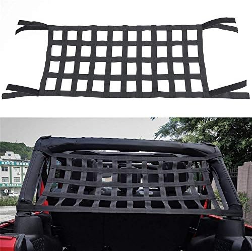 FREEFEET Cargo Net for Jeep,Car Roof Hammock Car Bed Rest Jeep Wrangler Accessories YJ, TJ, JK,JL YJ 1996-2018 Roof Storage Roll Cage Bar Restraint
